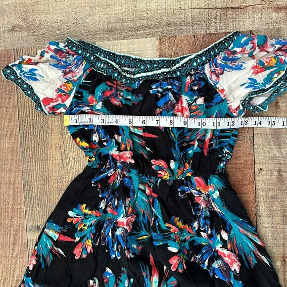 Flying Tomato Floral Off-Shoulder Boho High Low Midi Dress X-Small - Picture 3 of 7